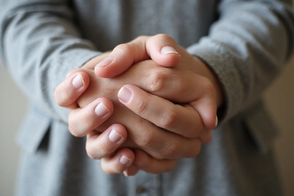 Two hands clasped together, symbolizing support and guidance.